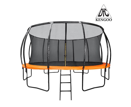 Батут DFC KENGOO II 16ft внутр.сетка, лестница, оранж/черн (488см)(два короба) - фото 121176