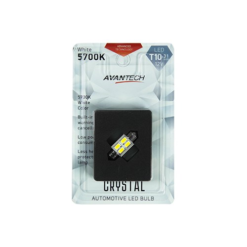 Лампа светодиодная Avantech 12V LED T10x31 5700K (резистор), 1 шт. - фото 122307