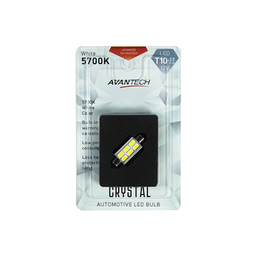 Лампа светодиодная Avantech 12V LED T10x37 5700K (резистор), 1 шт. - фото 122308