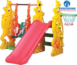 Горка "Петушок"+ баскетбольное кольцо + качели SL-15 - фото 77349