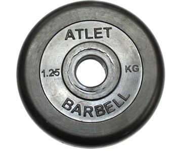 Диск обрезиненный, чёрного цвета, 31 мм, 1,25 кг Atlet