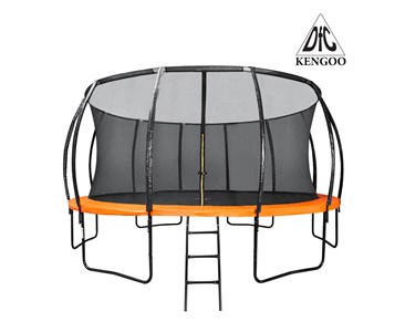 Батут DFC KENGOO II 16ft внутр.сетка, лестница, оранж/черн (488см)(два короба)
