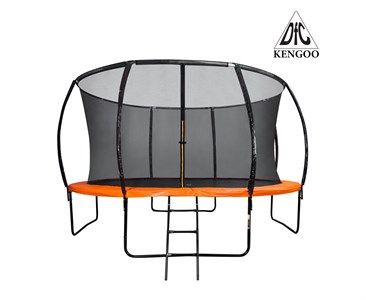 Батут DFC KENGOO II 14ft внутр.сетка, лестница, оранж/черн (427см)(два короба)