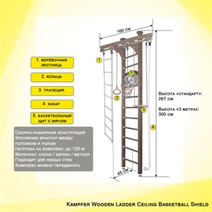 Kampfer "Wooden Ladder Ceiling Basketball Shield" спортивно-игровой комплекс
